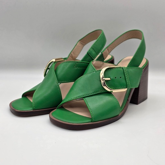 kate spade Shoes - Kate Spade Raleigh Green Leather Slingback Block Heel Sandals